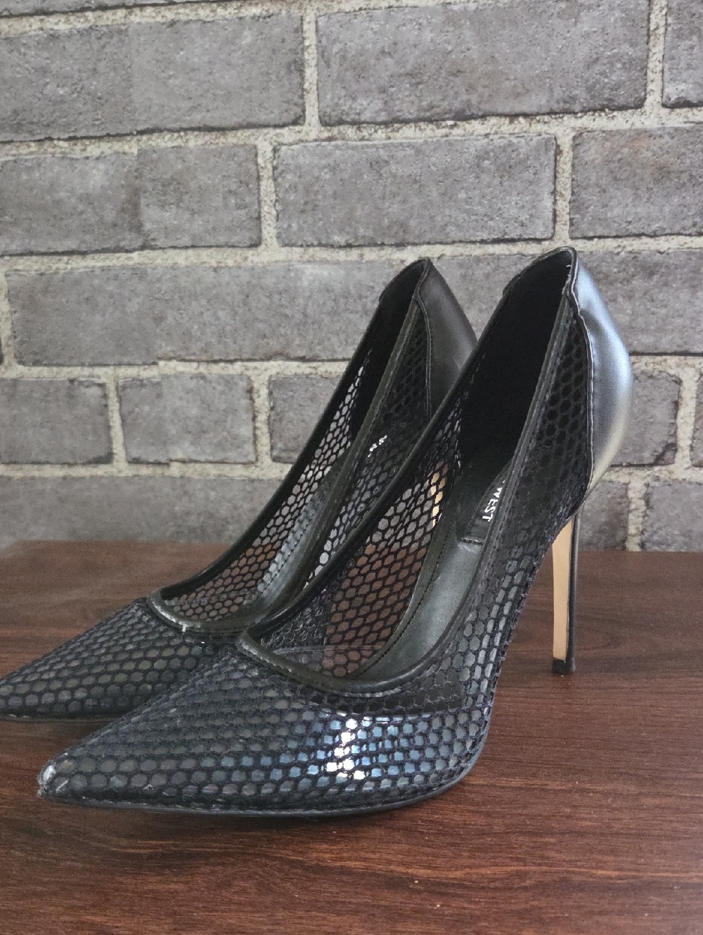 Nine West Black Mesh Pointed-Toe Stiletto Pumps